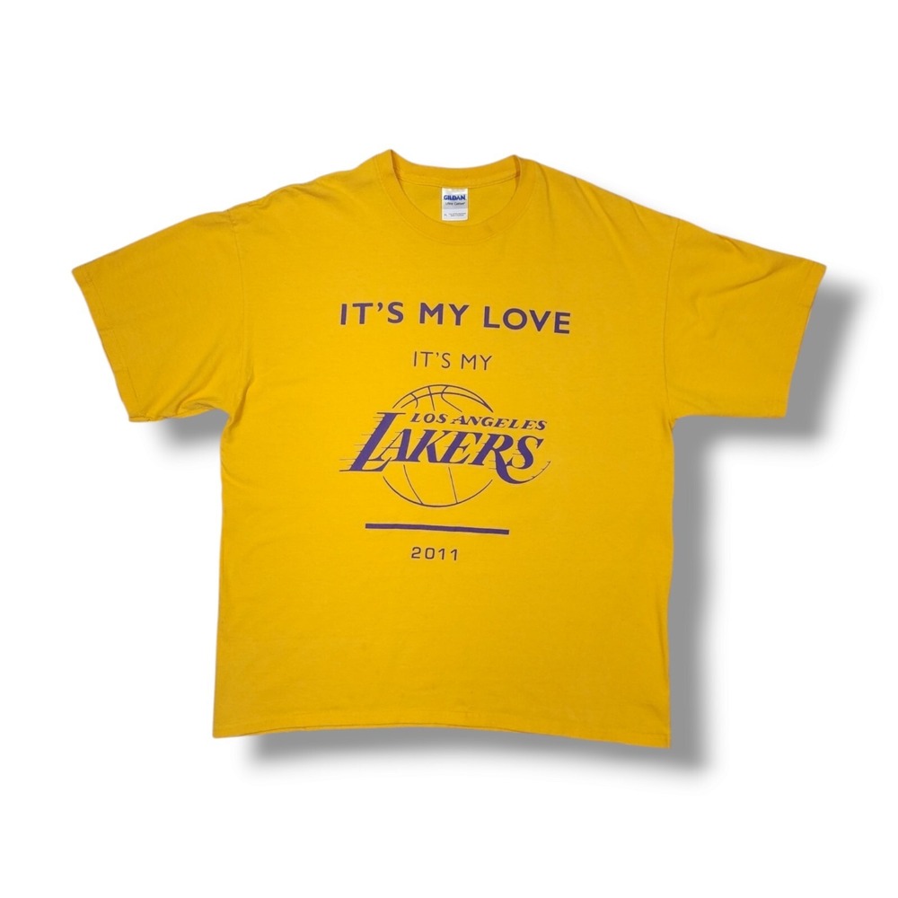 Los‎ Angeles Lakers "It's My Love" 2011 NBA Gold Gildan T-Shirt Men's XL